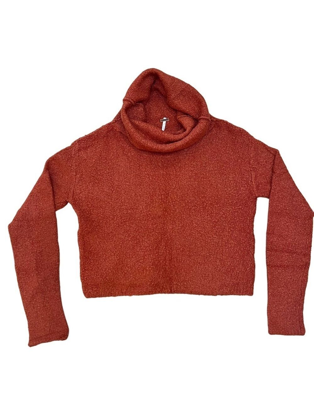 Free People Burnt Orange Cowl Neck Long Sleeve Sweater-Size XS
